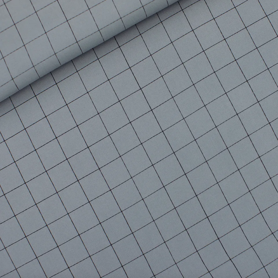 Grijze viscose met zwarte ruiten 'Monument Gray Thin Grid' - See you at six