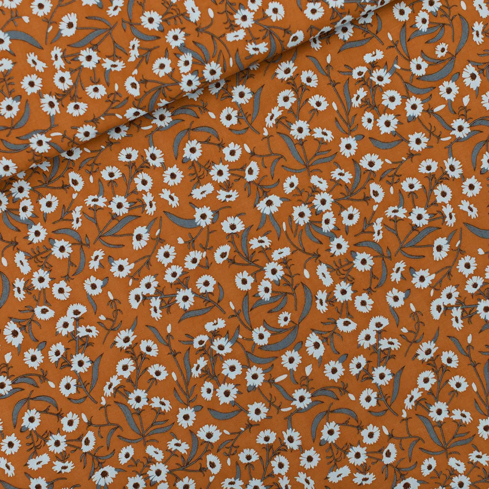 Bruine viscose met kamille bloemen 'Camomile' - See you at six