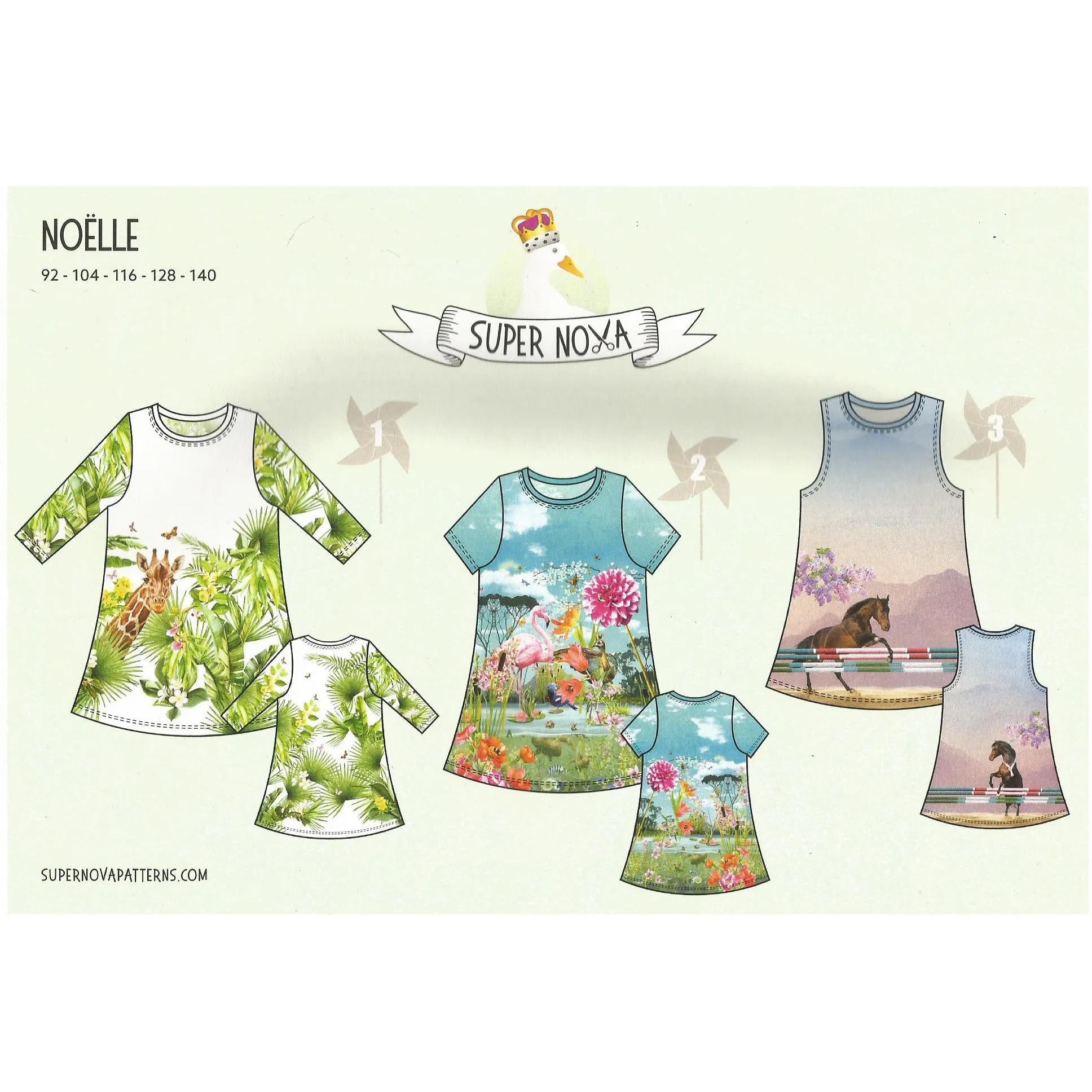 Patroon jurk (maat 92 - 140) - 'Noëlle' - Super Nova