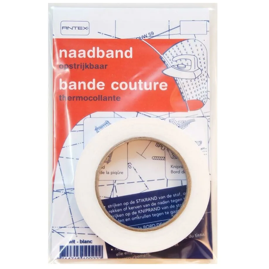 Opstrijkbaar naadband - 1 cm x 12,5 m - wit