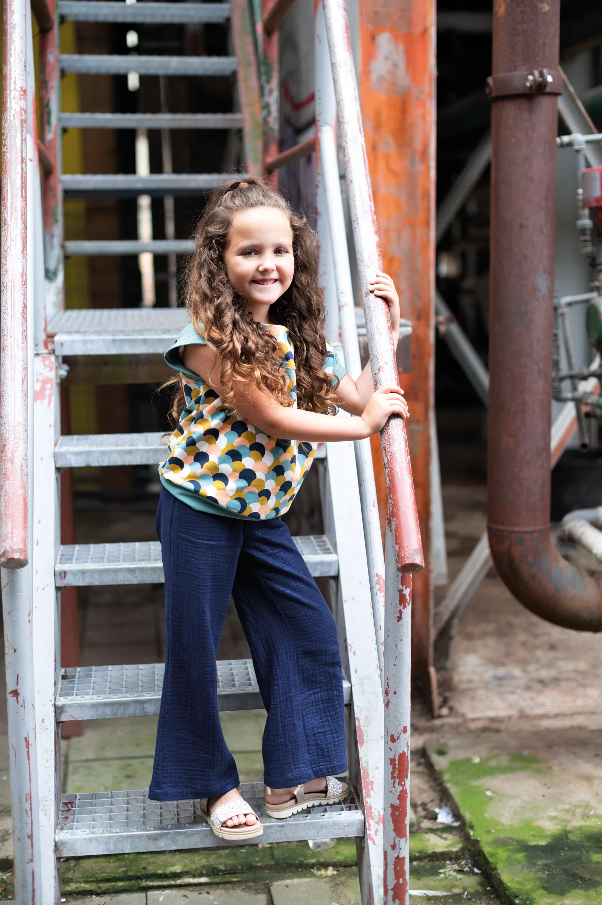Donker blauwe double gauze met glitter - Poppy