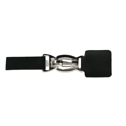 Siersluiting - zwart leder & zilverkleurige sluiting - 13 cm x 3 cm