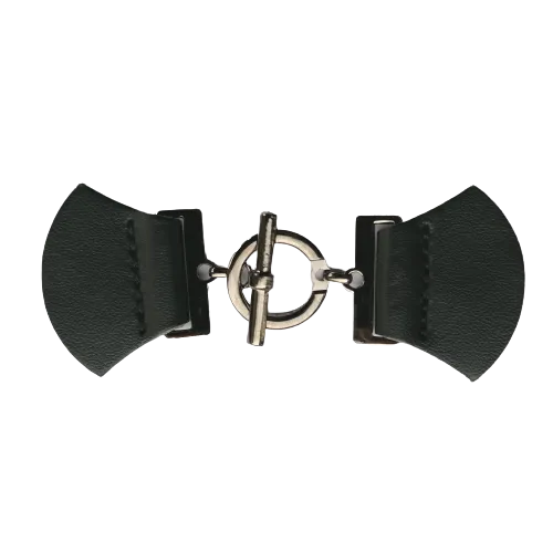 Siersluiting - zwart leder & gunmetal sluiting - 9 cm x 4 cm