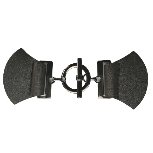 Siersluiting - bruin leder & gunmetal sluiting - 9 cm x 4 cm