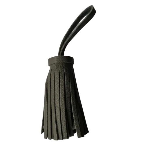 Kwastje in imitatieleder - grijs - 6 cm