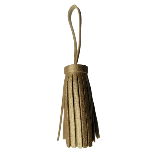 Kwastje in imitatieleder - goud - 6 cm