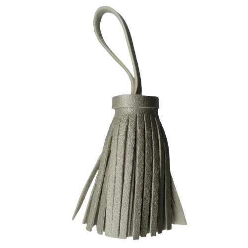 Kwastje in imitatieleder - zilver - 6 cm