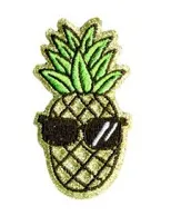 Applicatie - ananas gouden glitter met zonnebril - 3 x 6 cm