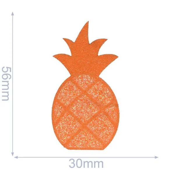 Opstrijkbare applicatie - oranje glitter ananas - 5,6 x 3 cm