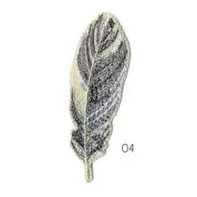 Applicatie - veer grijs & zilver - 7 x 2 cm