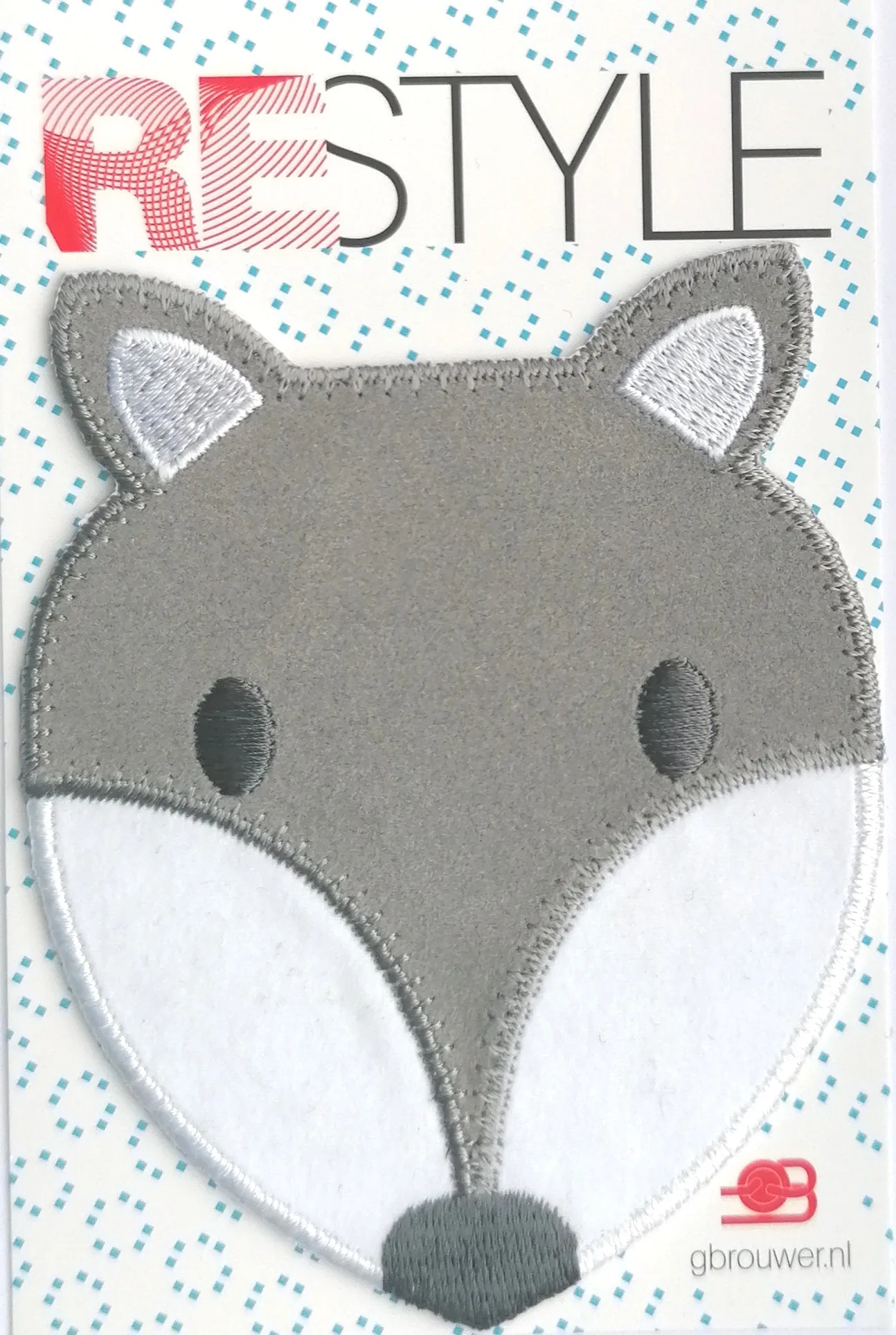 Applicatie - grijze vos - 8,5 x 7 cm