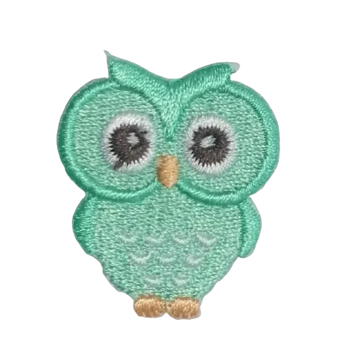 Applicatie - lichtgroene uil - 3,5 x 3 cm