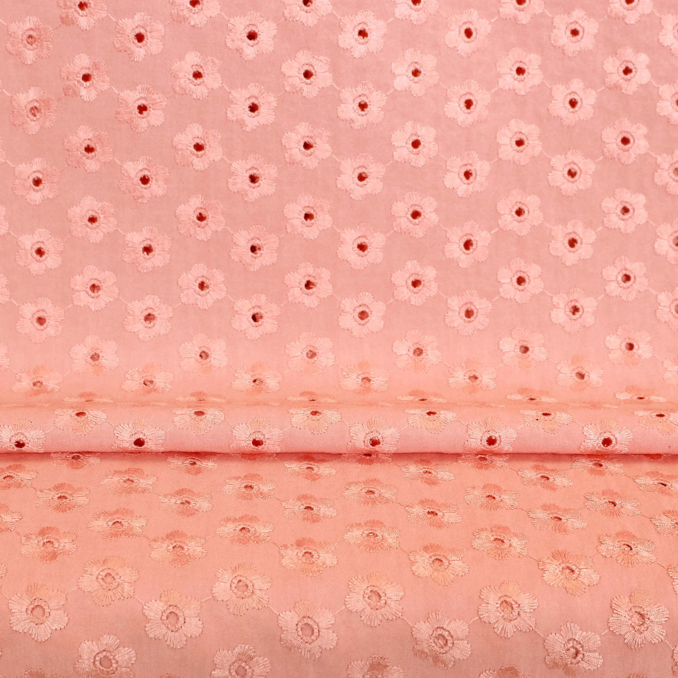 Roze viscose bloemetjes broderie