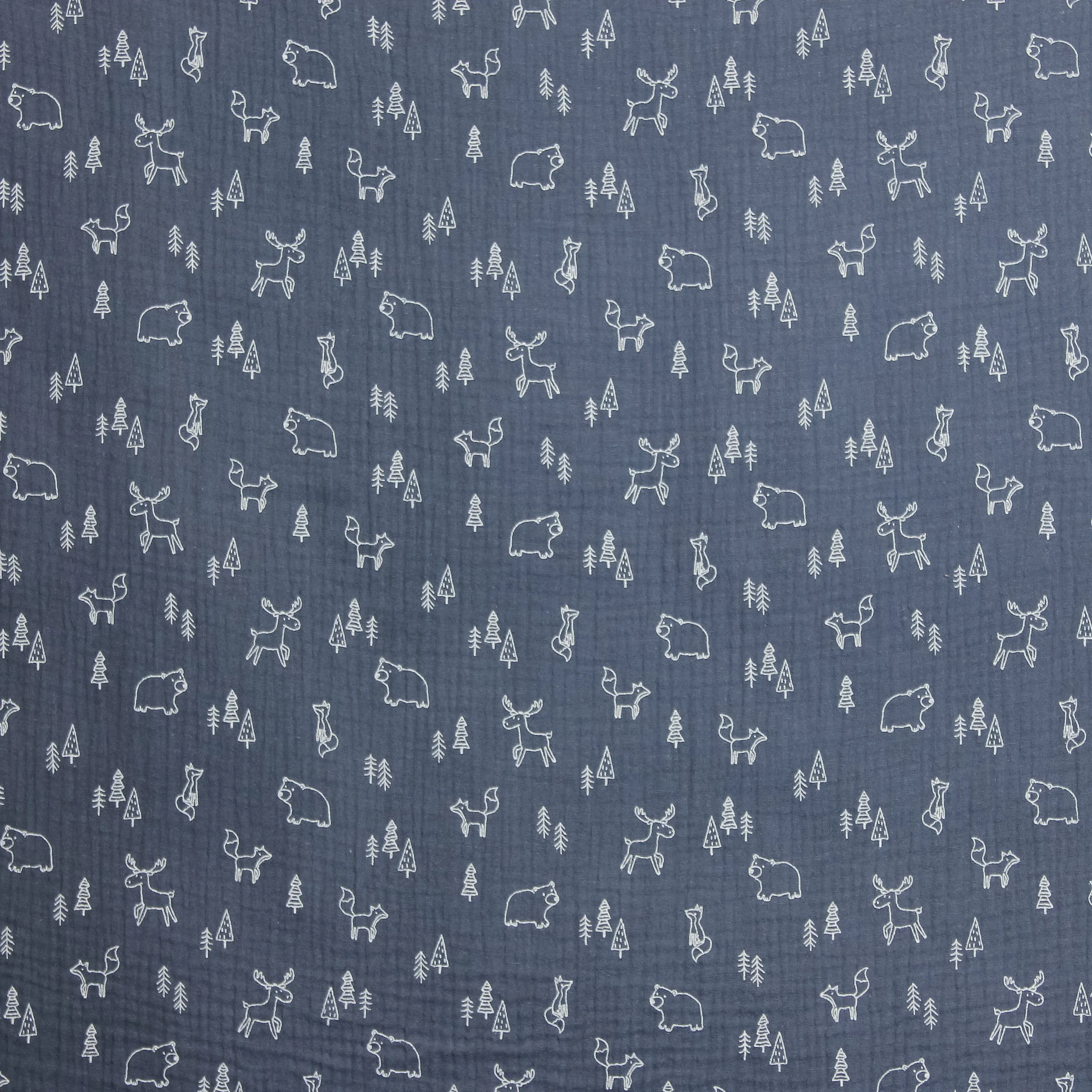 Blauwe double gauze met dieren - Poppy