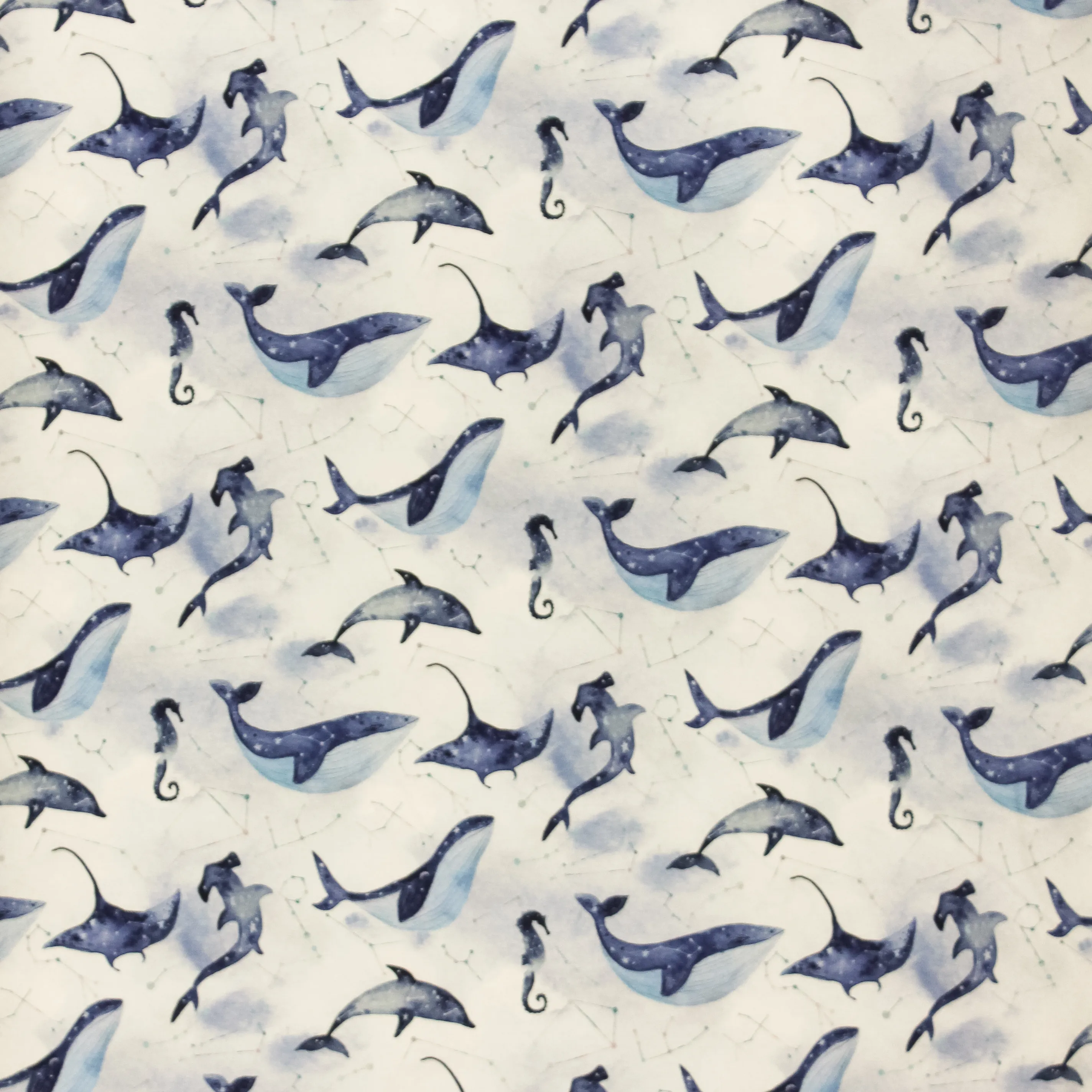 Witte French Terry met Zeedieren en Sterrenbeelden - Poppy