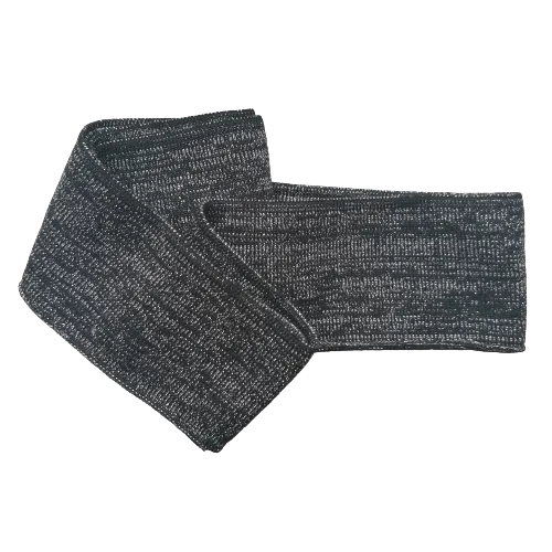 Zwarte cuff (boordstof) met zilveren glitter - 1,2 m