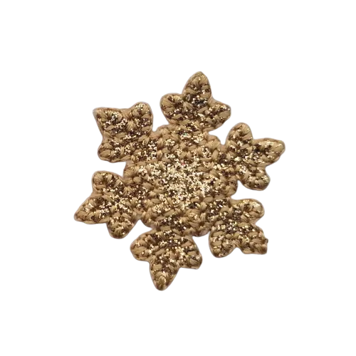 Applicatie - sneeuwvlok goud glitter - 3,5 cm