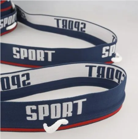 Elastische tailleband met koord met tekst 'sport '- 86 cm - donkerblauw