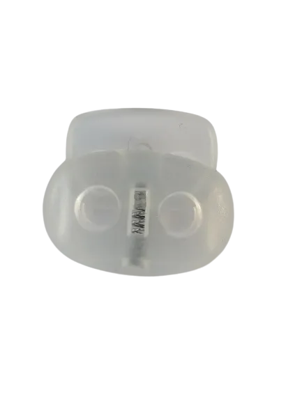 Koordstopper plastic 2 gaten - ovaal 20 mm - transparant