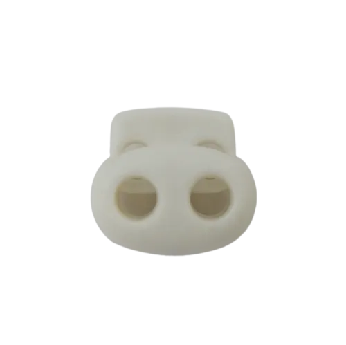 Koordstopper plastic 2 gaten - ovaal 18 mm - wit