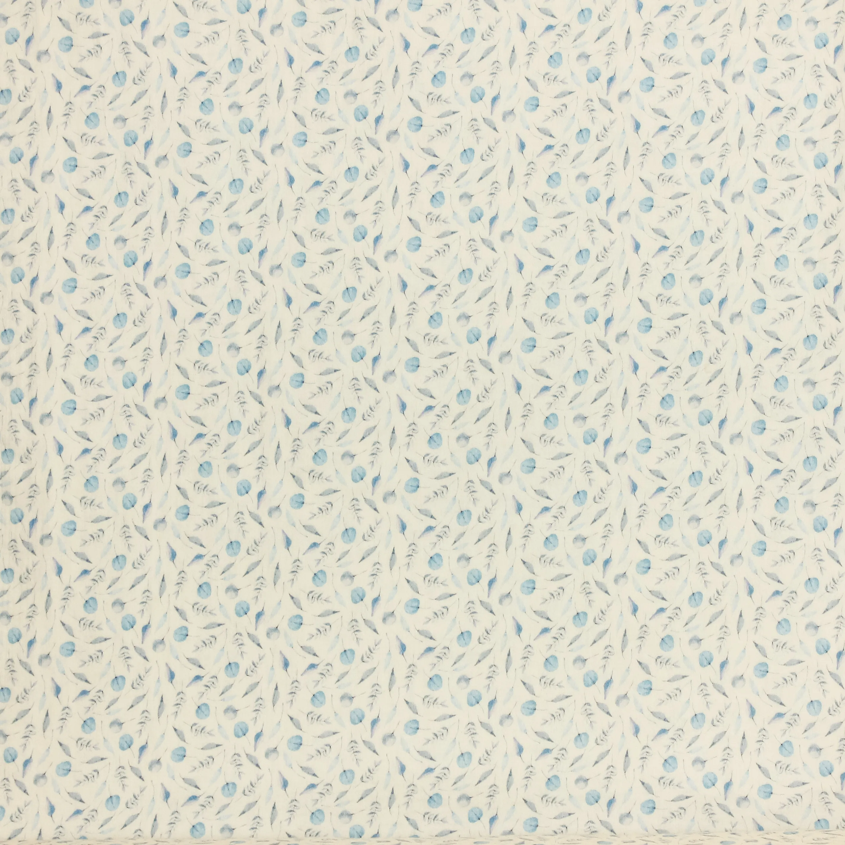 Witte tetra katoen met blauwe blaadjes