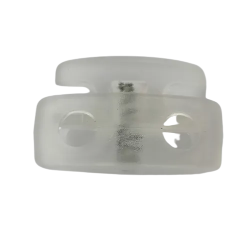 Koordstopper plastic 2 gaten - dik ovaal (bootvorm) 27 mm - transparant