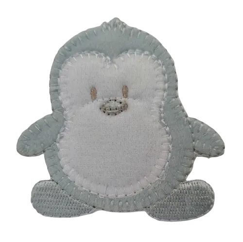 Applicatie - grijze pinguïn - 7 x 6,5 cm