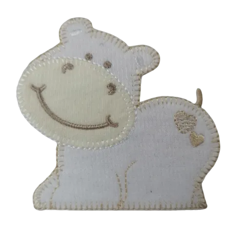 Applicatie - baby wit nijlpaard - 7 x 7 cm