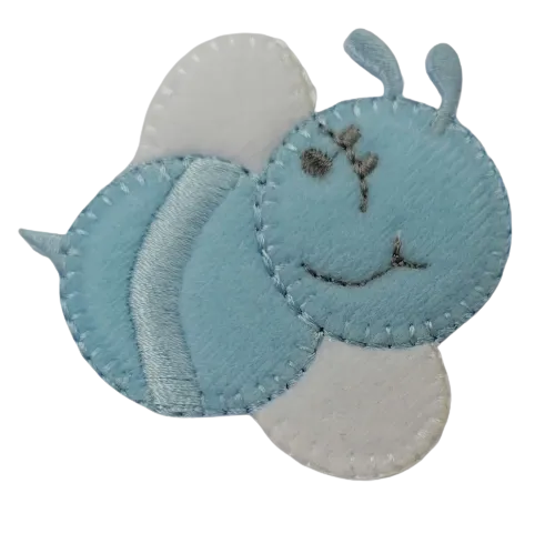Applicatie - baby blauw bijtje - 5,5 x 5,5 cm
