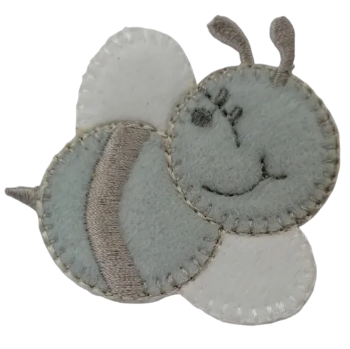 Applicatie - baby grijs bijtje - 5,5 x 5,5 cm