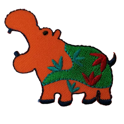 Applicatie - oranje nijlpaard - 6 x 5 cm
