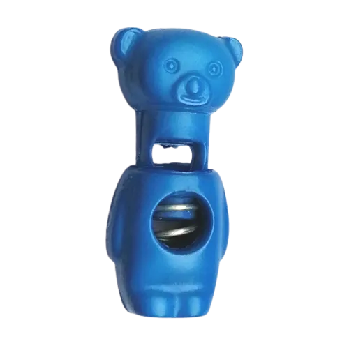 Koordstopper plastic beertje 28 mm - blauw
