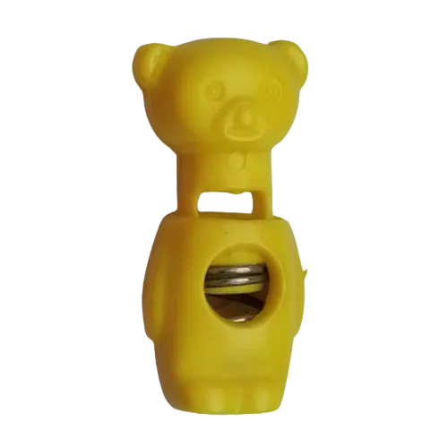 Koordstopper plastic beertje 28 mm - geel