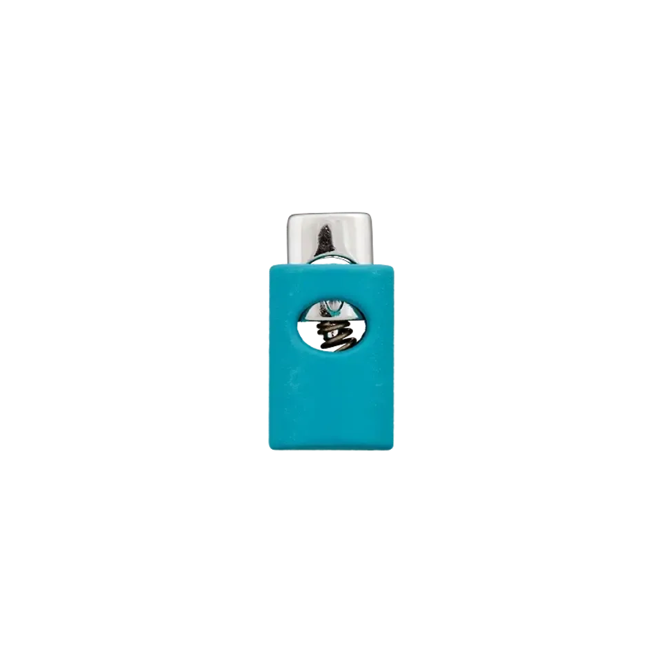 Koordstopper metaal 1 gaats - 18 mm - turquoise en zilver