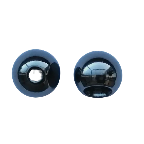 Koord einde metaal 12 mm - bol gunmetal / zwart zilver (opening 3 mm)