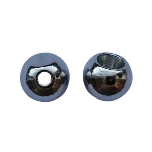 Koord einde metaal 12 mm - bol zilver (opening 3 mm)