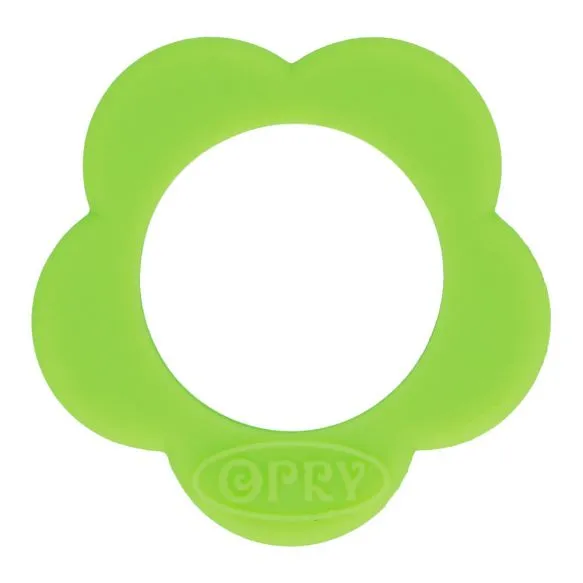 Bijtring bloem silicone van Opry - limoen groen - 40 mm