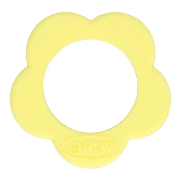 Bijtring bloem silicone van Opry - geel - 40 mm