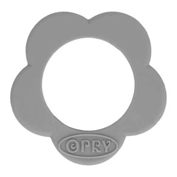 Bijtring bloem silicone van Opry - grijs - 40 mm