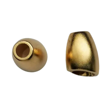 Koord einde plastic 16 mm met schuine onderkant - mat goud (opening 4 mm)