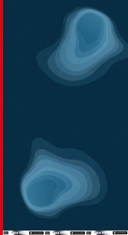 Tricot paneel met abstracte blauwe golven degradé - Sea You California' van Thorsten Berger