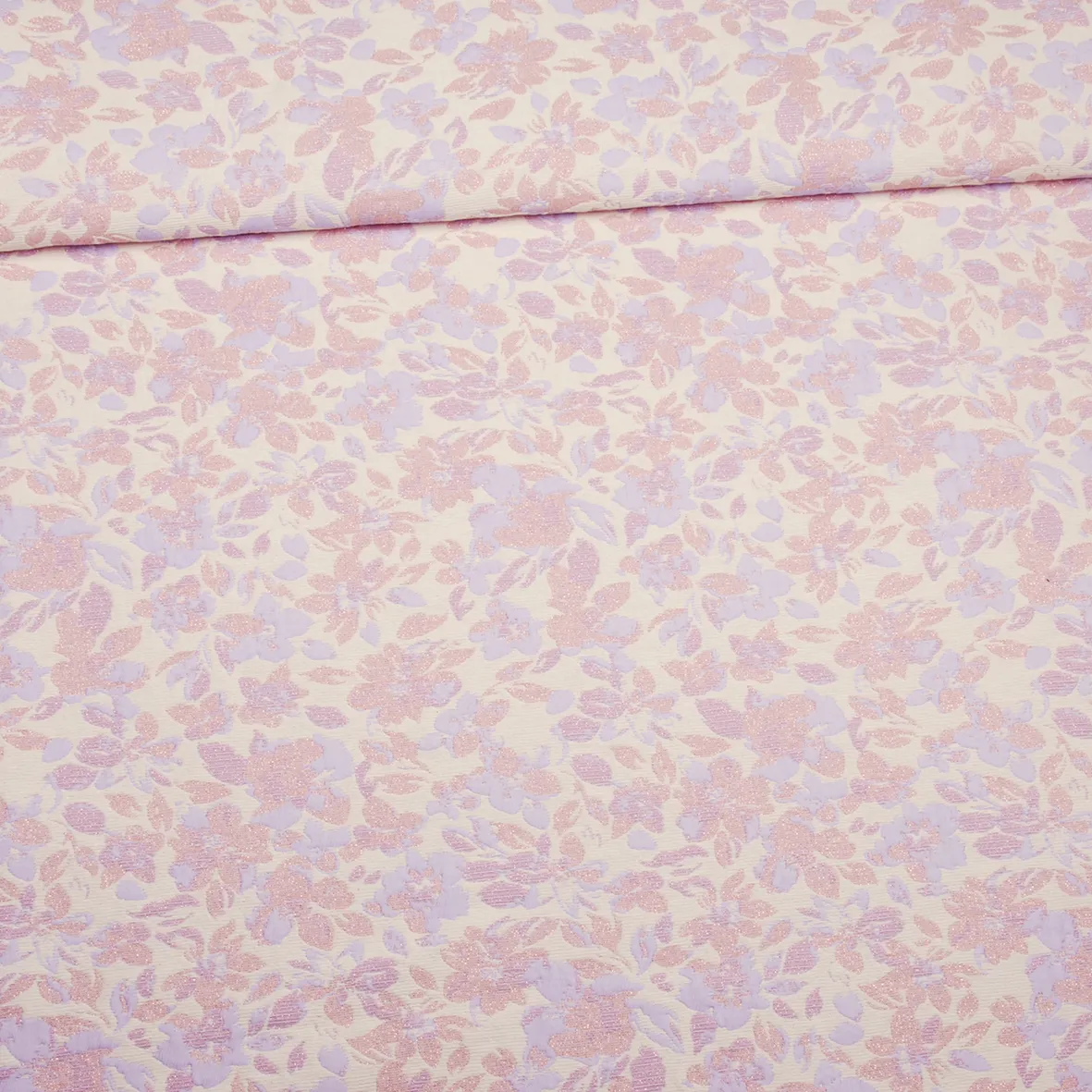Jacquard met lila bloemen en glitter - Knipmode Collectie Lente-Zomer 2022