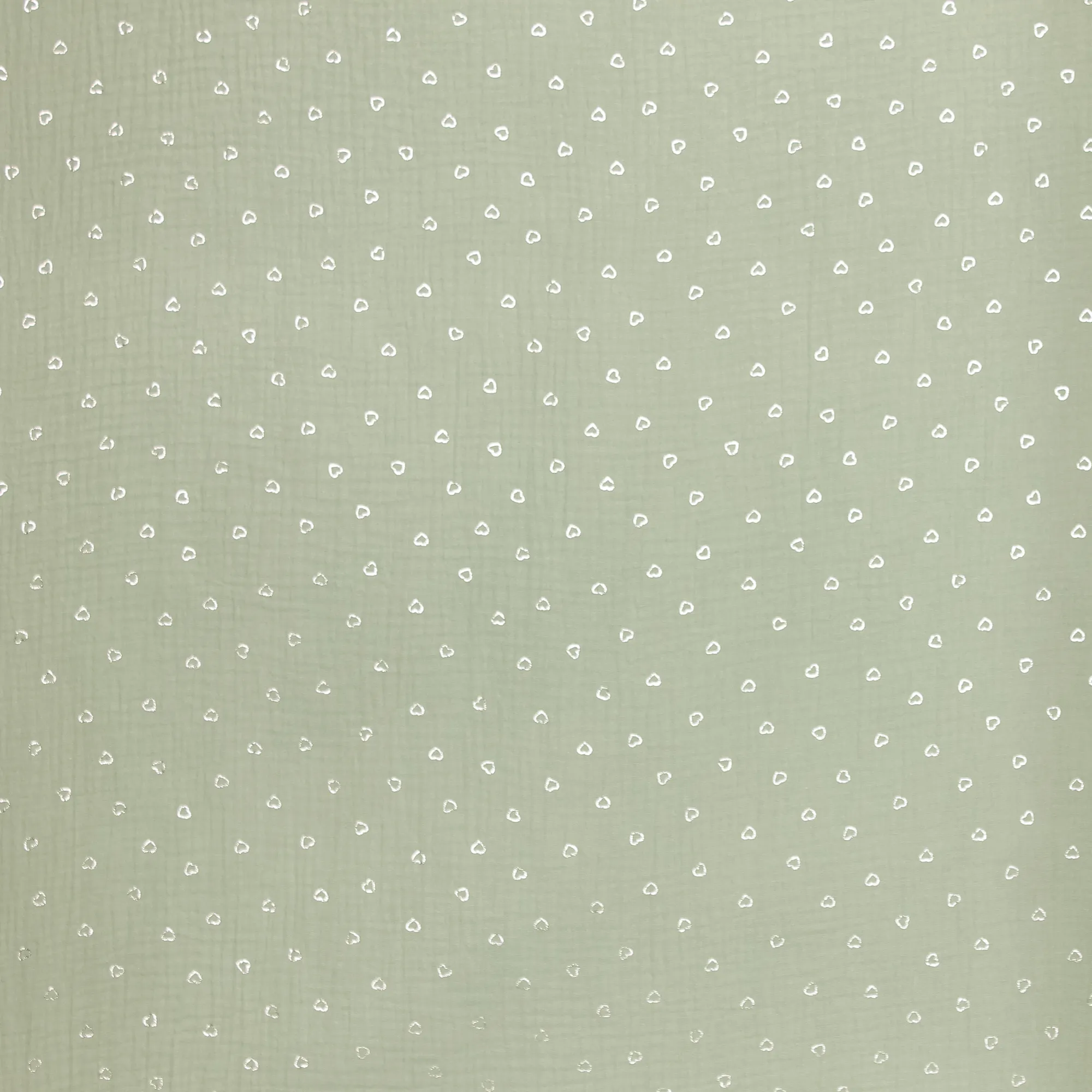 Groene double gauze met zilveren hartjes