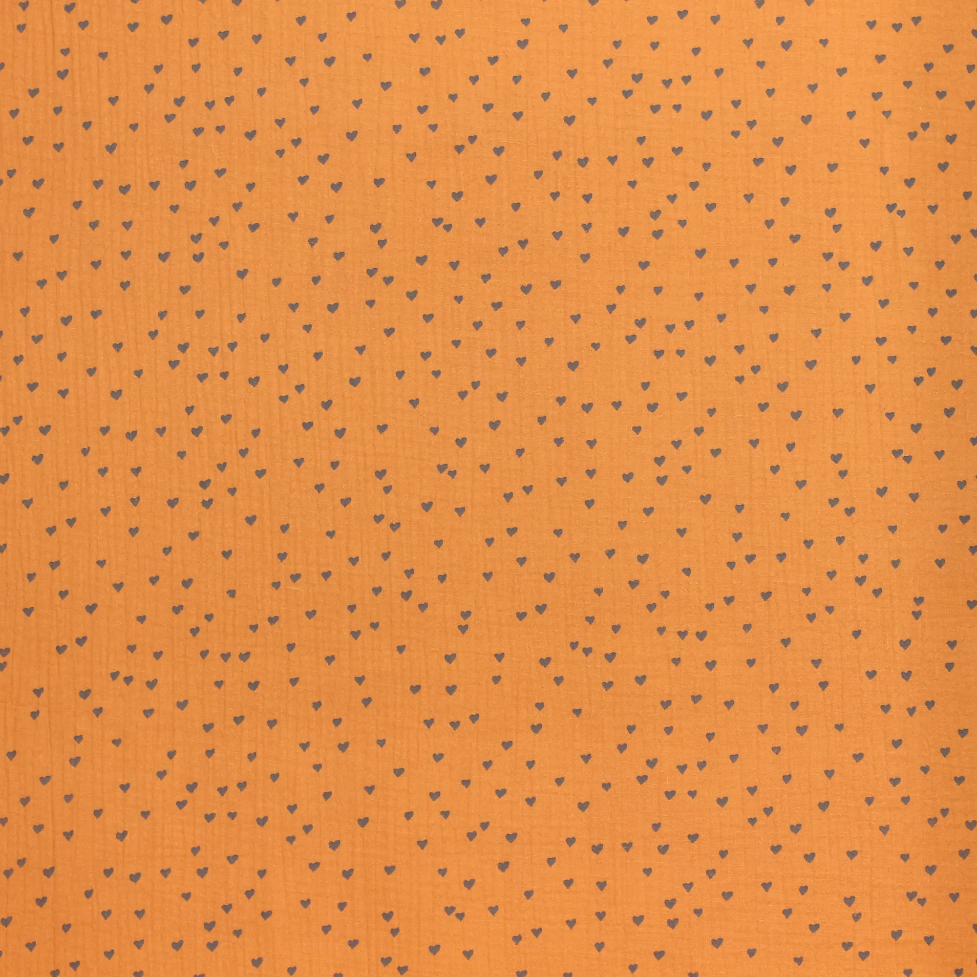 Oranje double gauze met grijze hartjes
