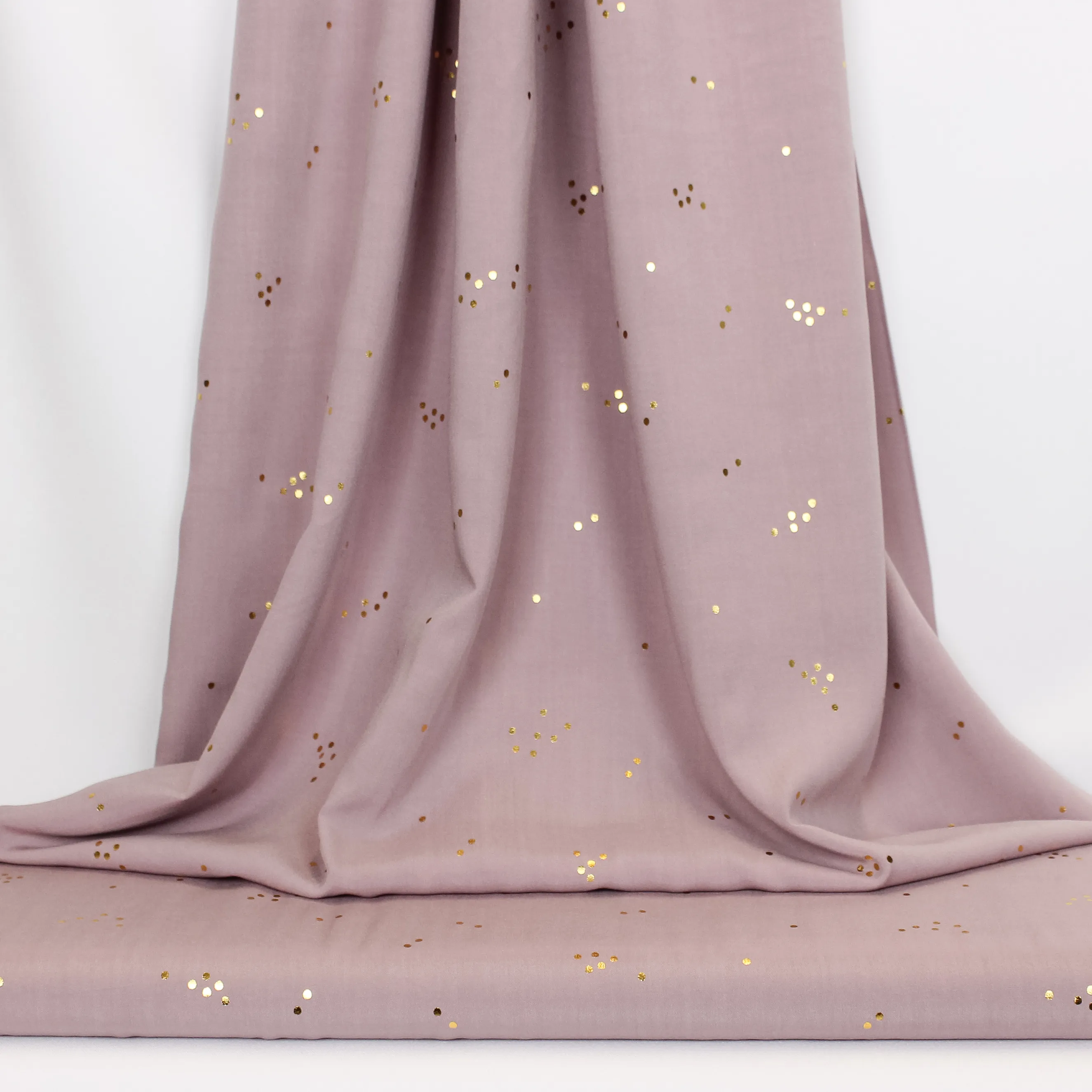 Lila viscose met kleine gouden stipjes