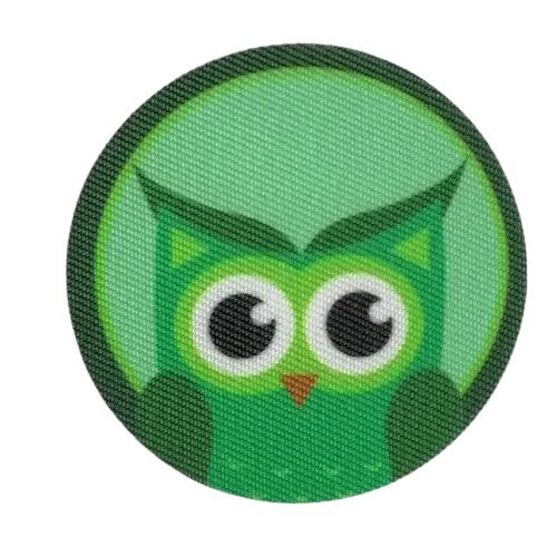 Opstrijkbare applicatie - uil groen - 5 cm