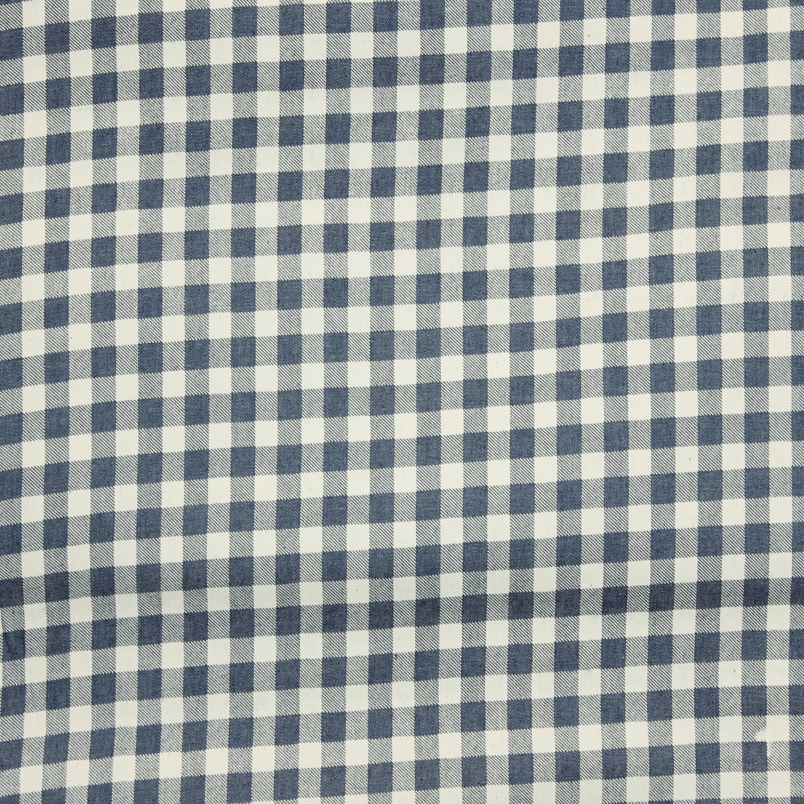 Sky blue denim katoen grote ruitjes 1.2cm²