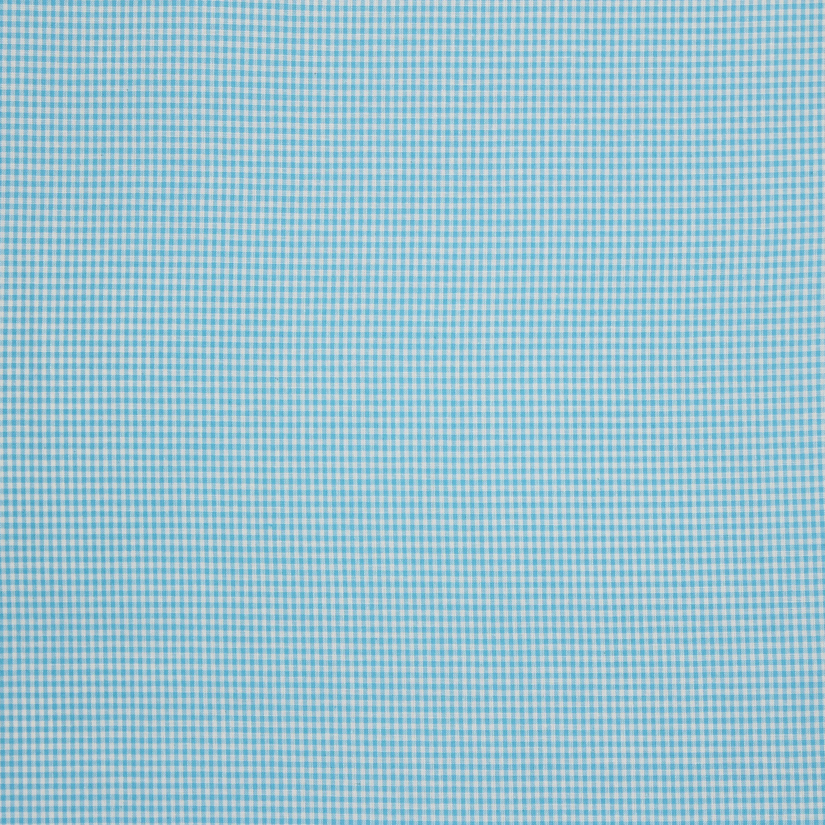 Licht turquoise denim katoen kleine ruitjes 0.4cm²