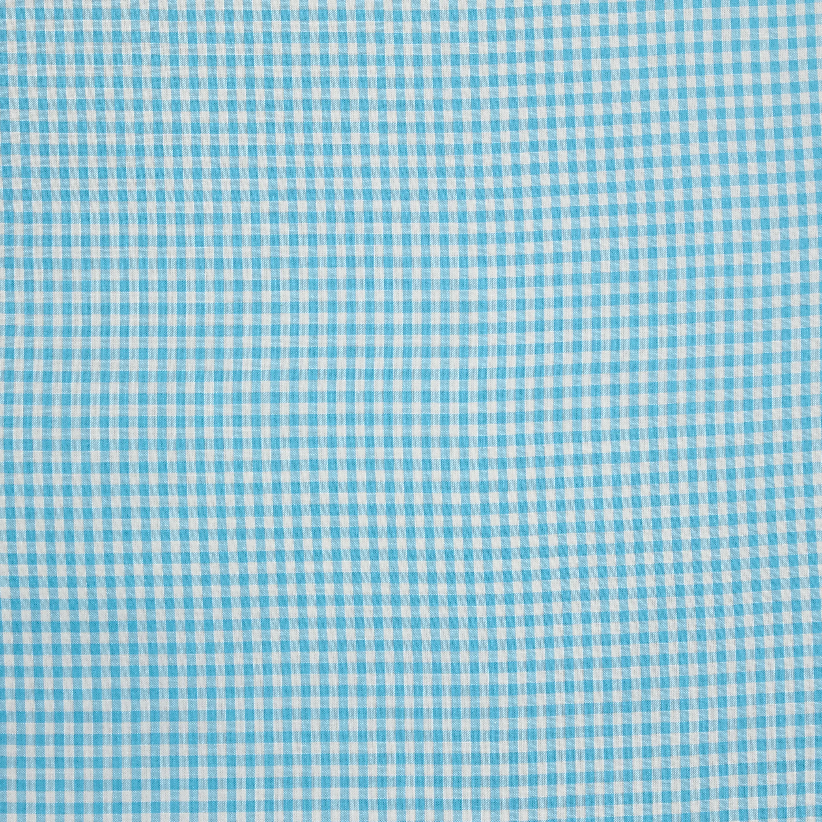 Licht turquoise denim katoen grote ruitjes 0.25cm²