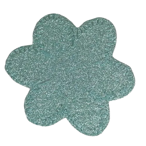 Applicatie - lichtblauwe (turquoise) glitter bloem - 7,8 cm